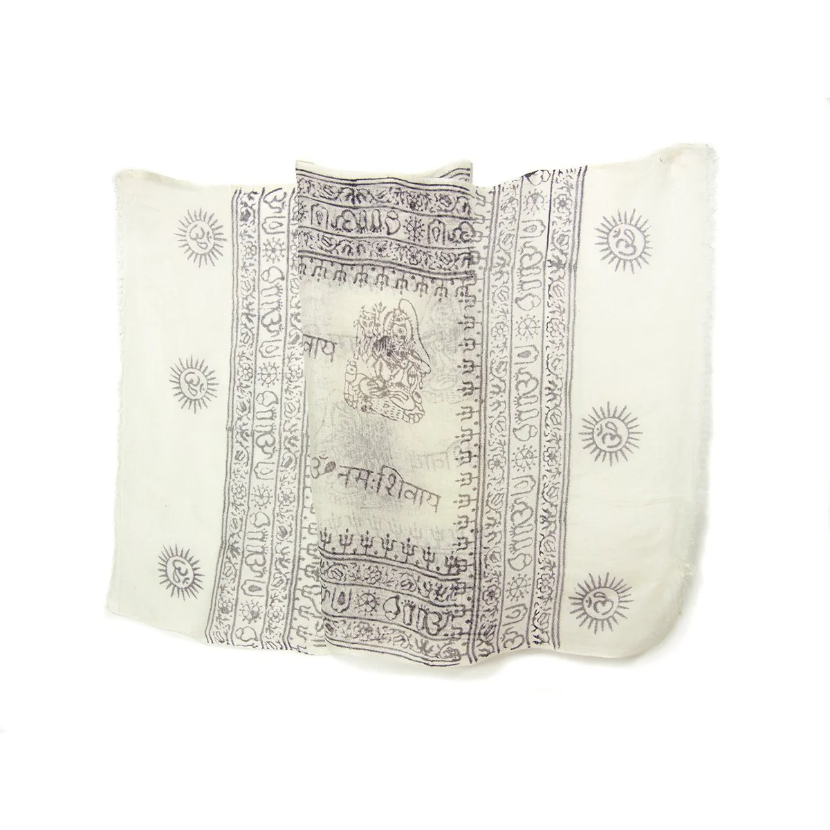 Shiva Printed Cotton Scarf, White - Image 3