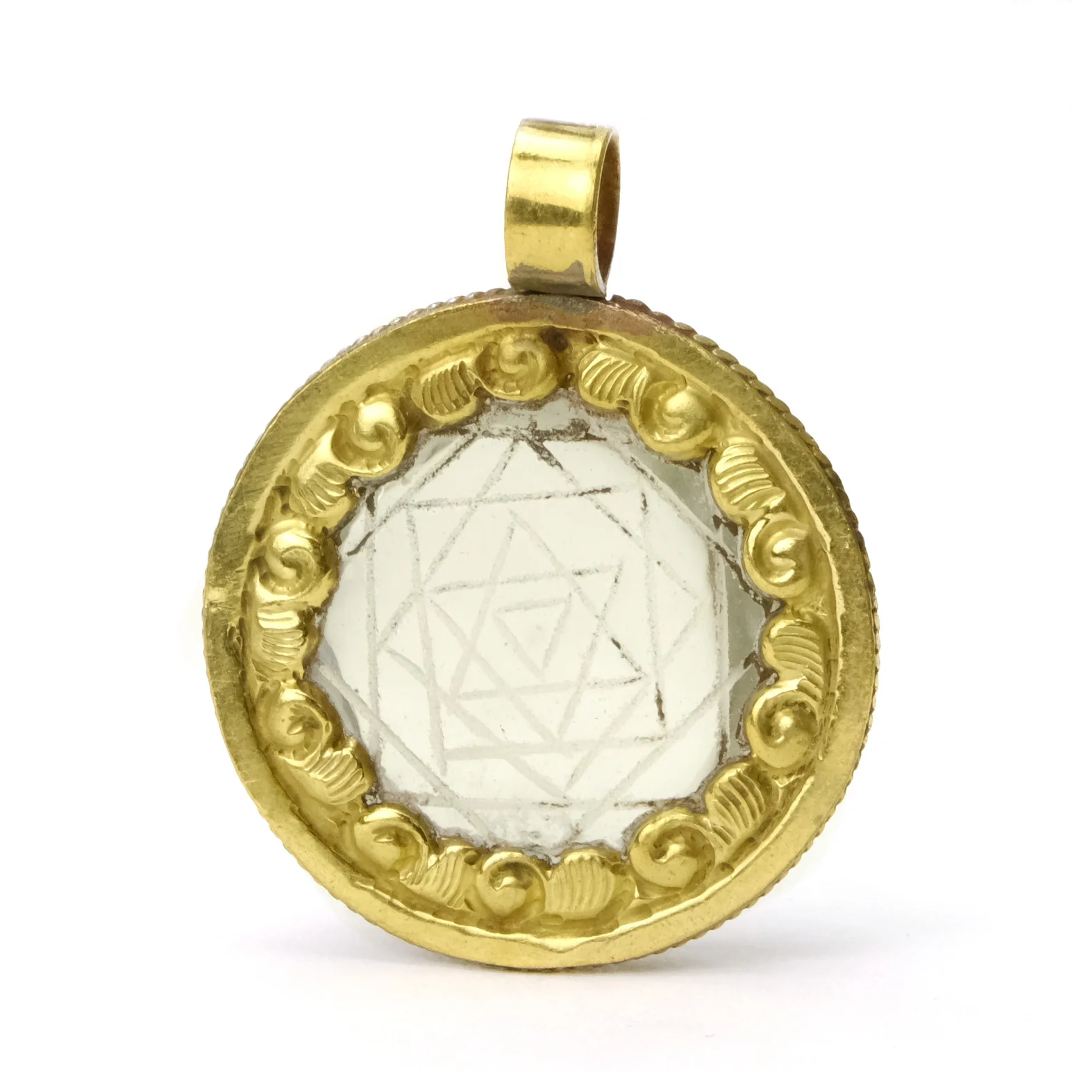 Shri Yantra Tibetan Mystical Diagram Symbol Etched in Clear Quartz # 85 - 3 - Image 3