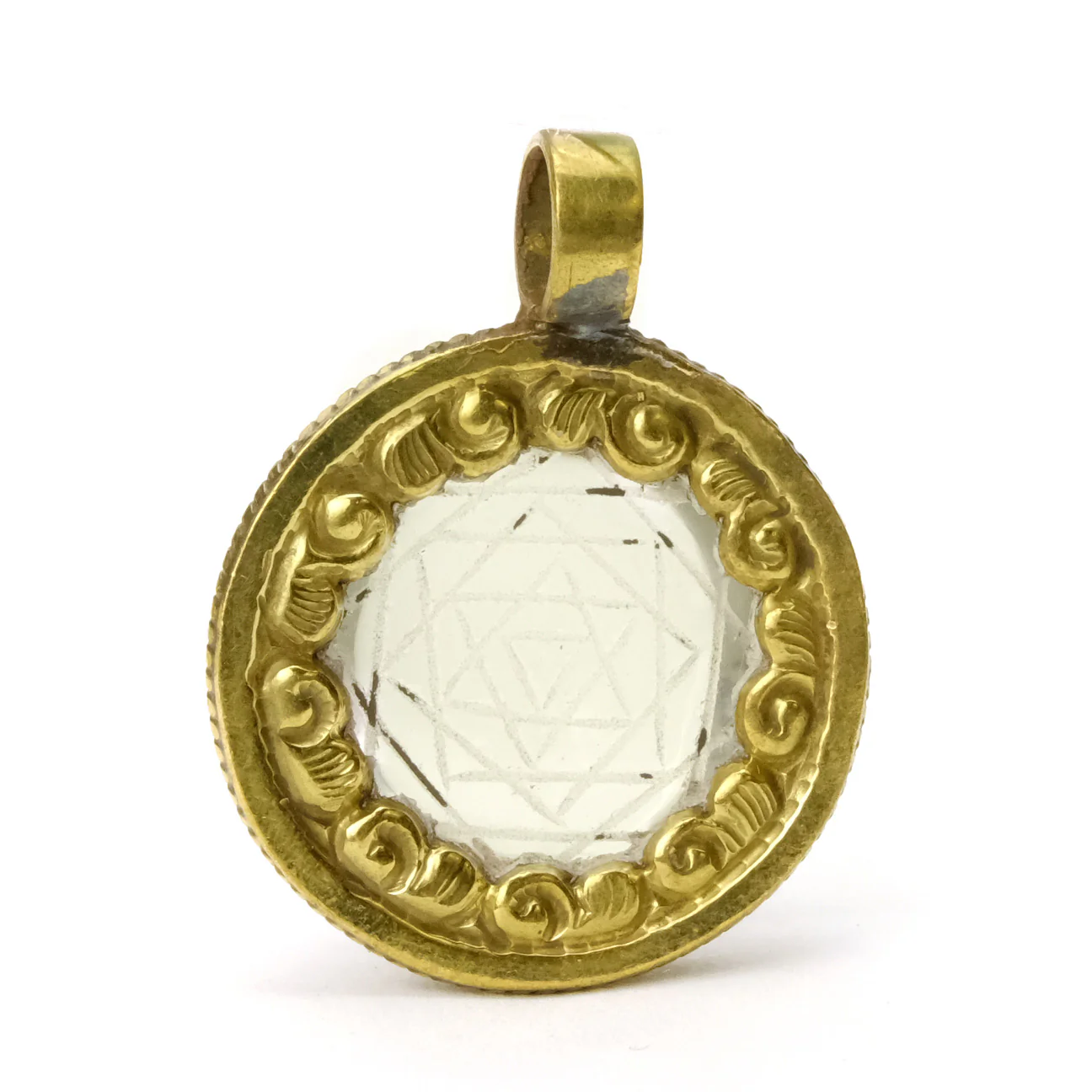 Shri Yantra Tibetan Mystical Diagram Symbol Etched in Clear Quartz # 85 - 4 - Image 3