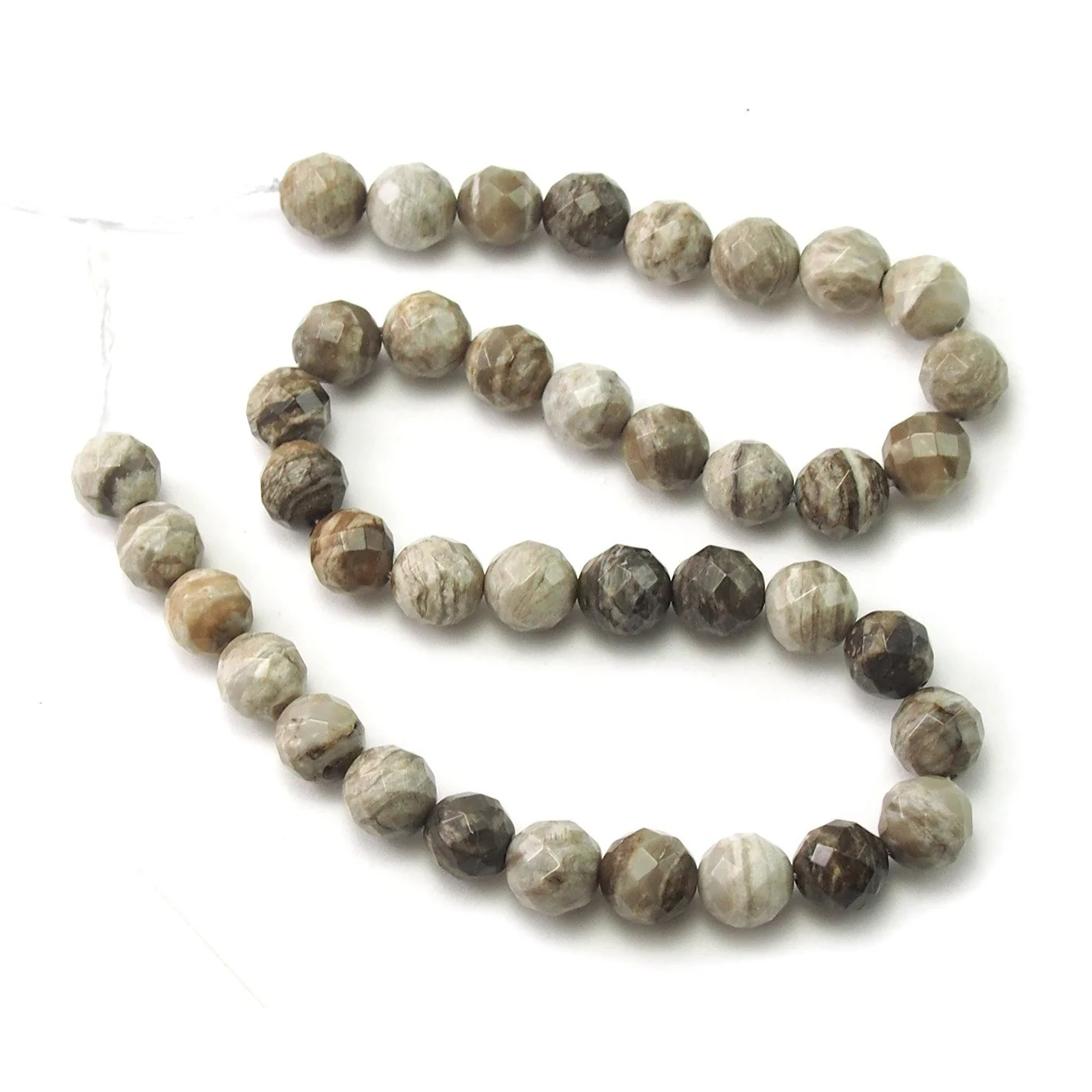 Silver Leaf Jasper Faceted Rounds 10mm Strand - Image 2