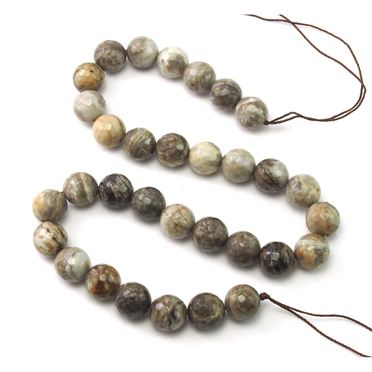 Silver Leaf Jasper Faceted Rounds 12mm Strand - Image 2