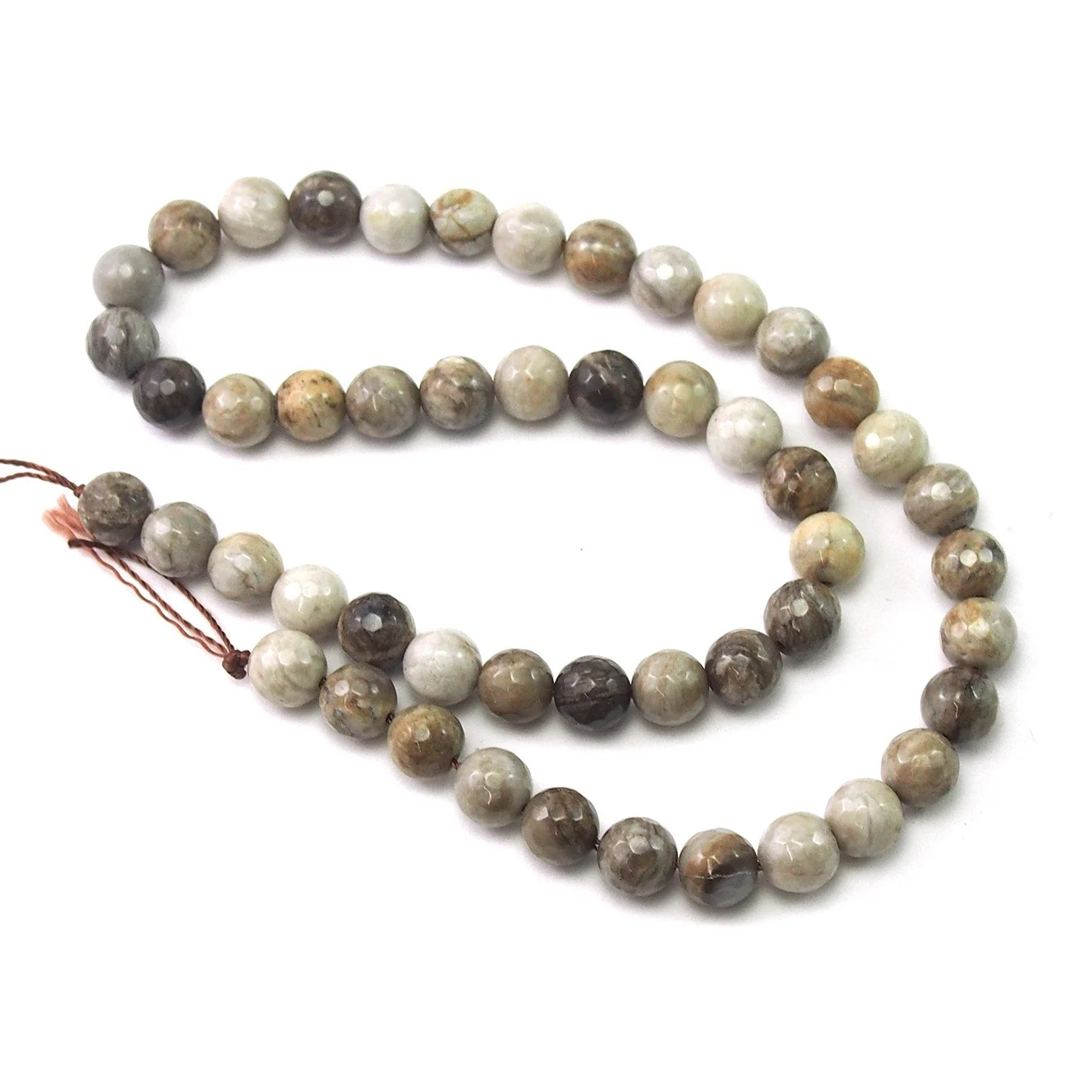 Silver Leaf Jasper Faceted Rounds 8mm Strand - Image 2