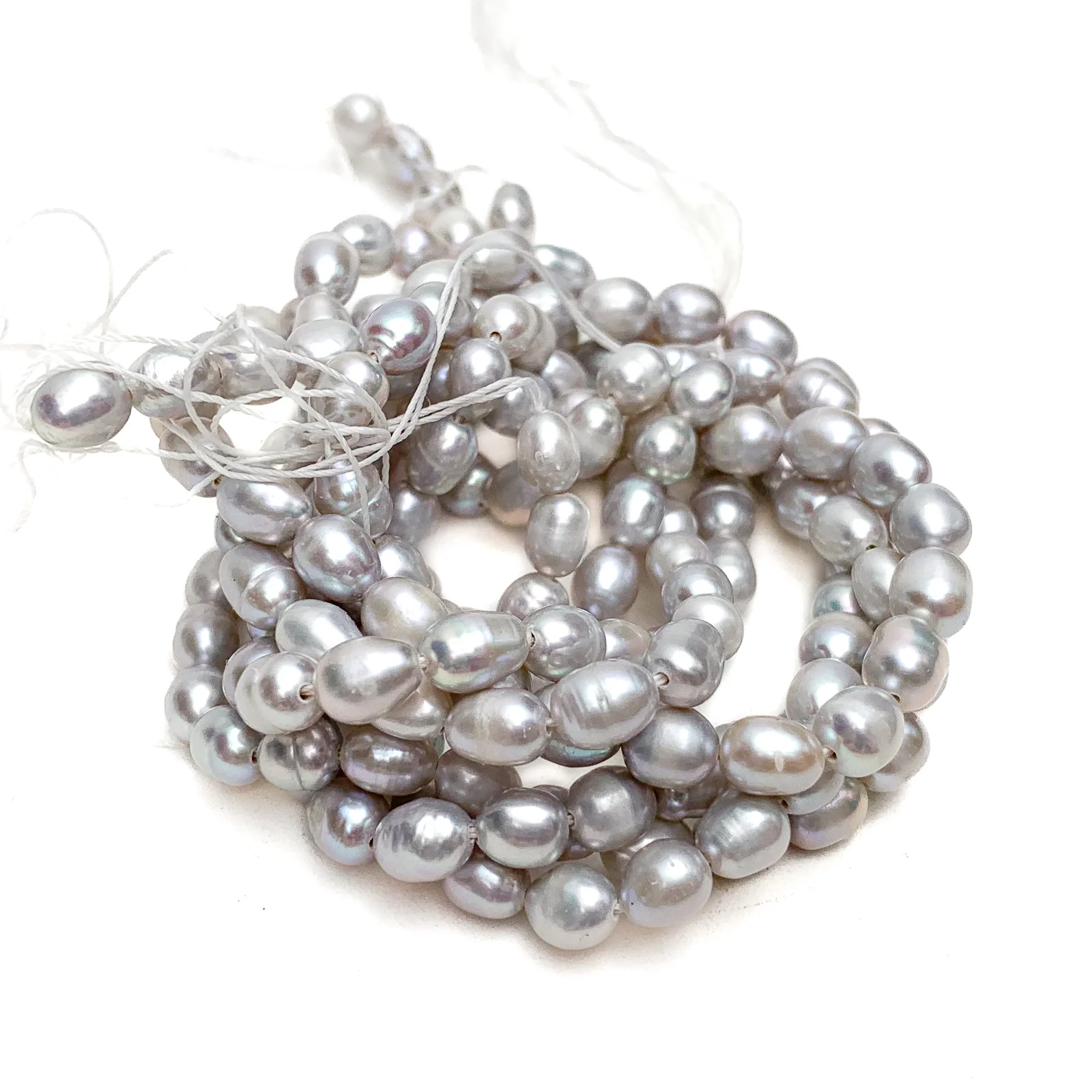 Silver Rice Freshwater Pearl Bead Strand - Image 4