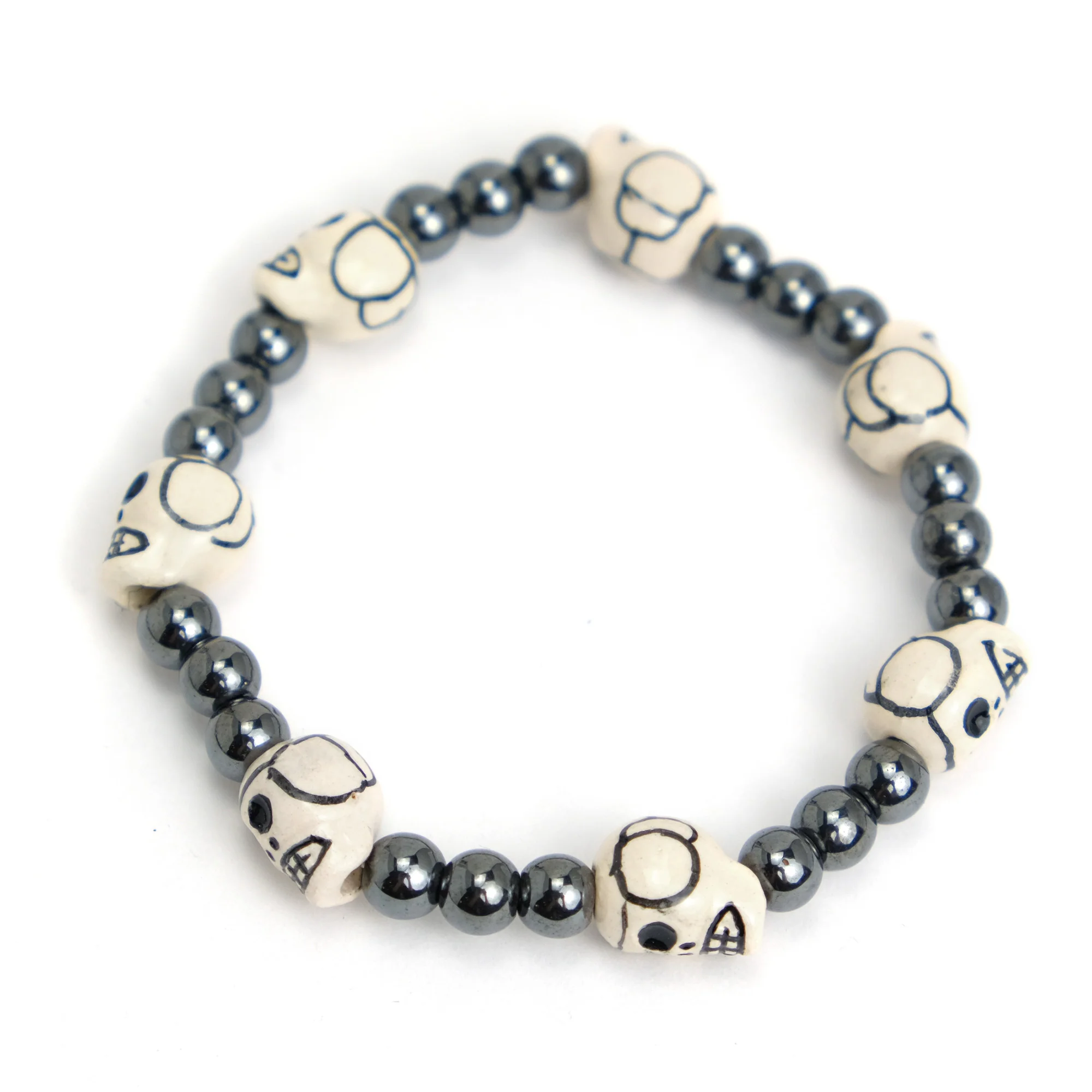 Skull Ceramic Hematite Bracelet - Image 2