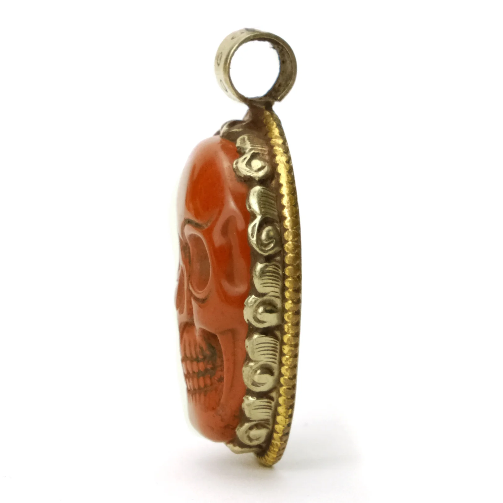 Skull Memento Mori Carved Red Jasper Pendant # 104 - 5 - Image 2