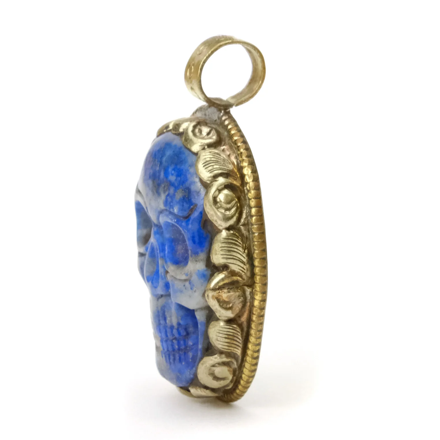 Skull Memento Mori Carved Sodalite Pendant # 104 - 1 - Image 2