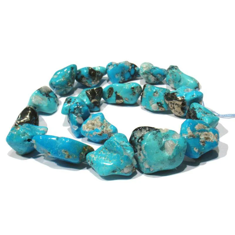 Sleeping Beauty Turquoise Nuggets with Pyrite and Quartz Strand - Image 3