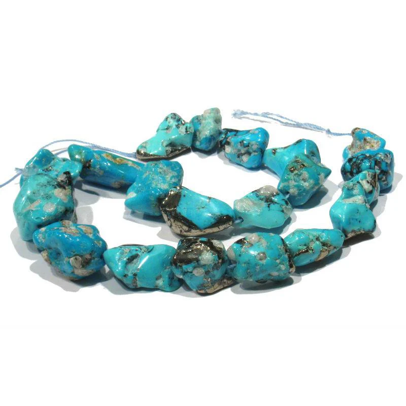 Sleeping Beauty Turquoise Nuggets with Pyrite and Quartz Strand - Image 4