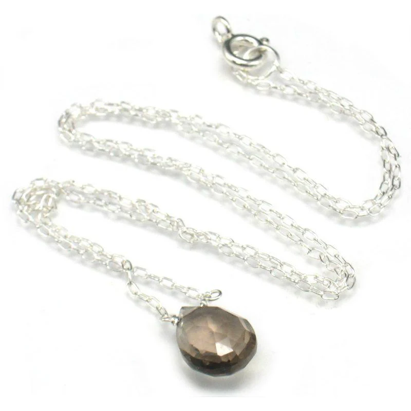 Smokey Quartz Pendant Necklace with Sterling Silver Spring Ring Clasp - Image 2