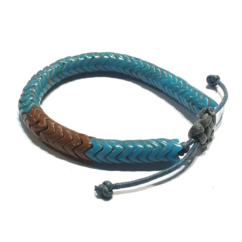 "Glass Snake Vertebrae" Bead Adjustable Bracelet - Image 2