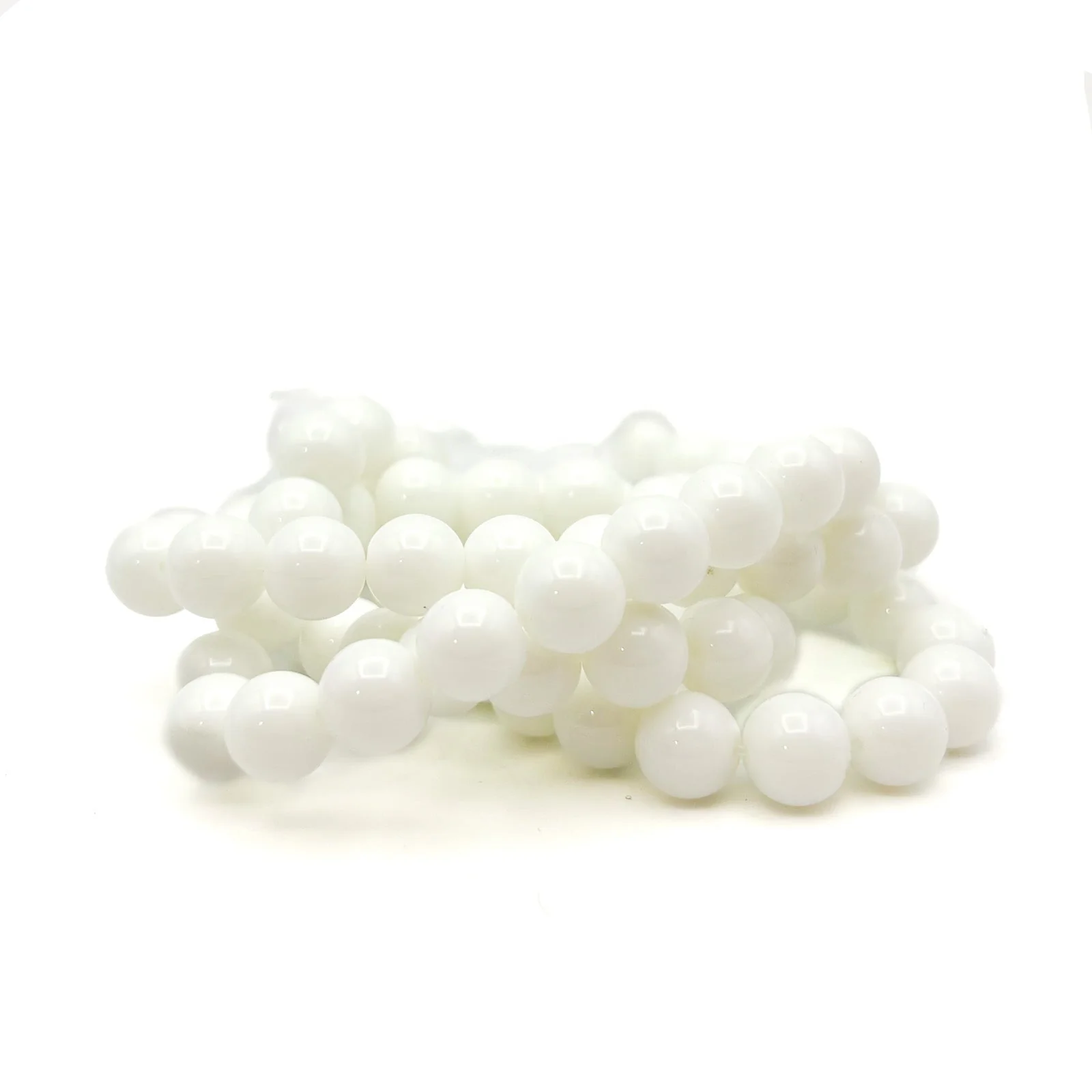 Snow White Agate 4mm, 6mm, 8mm, 10mm Smooth Rounds Bead Strand - Image 13