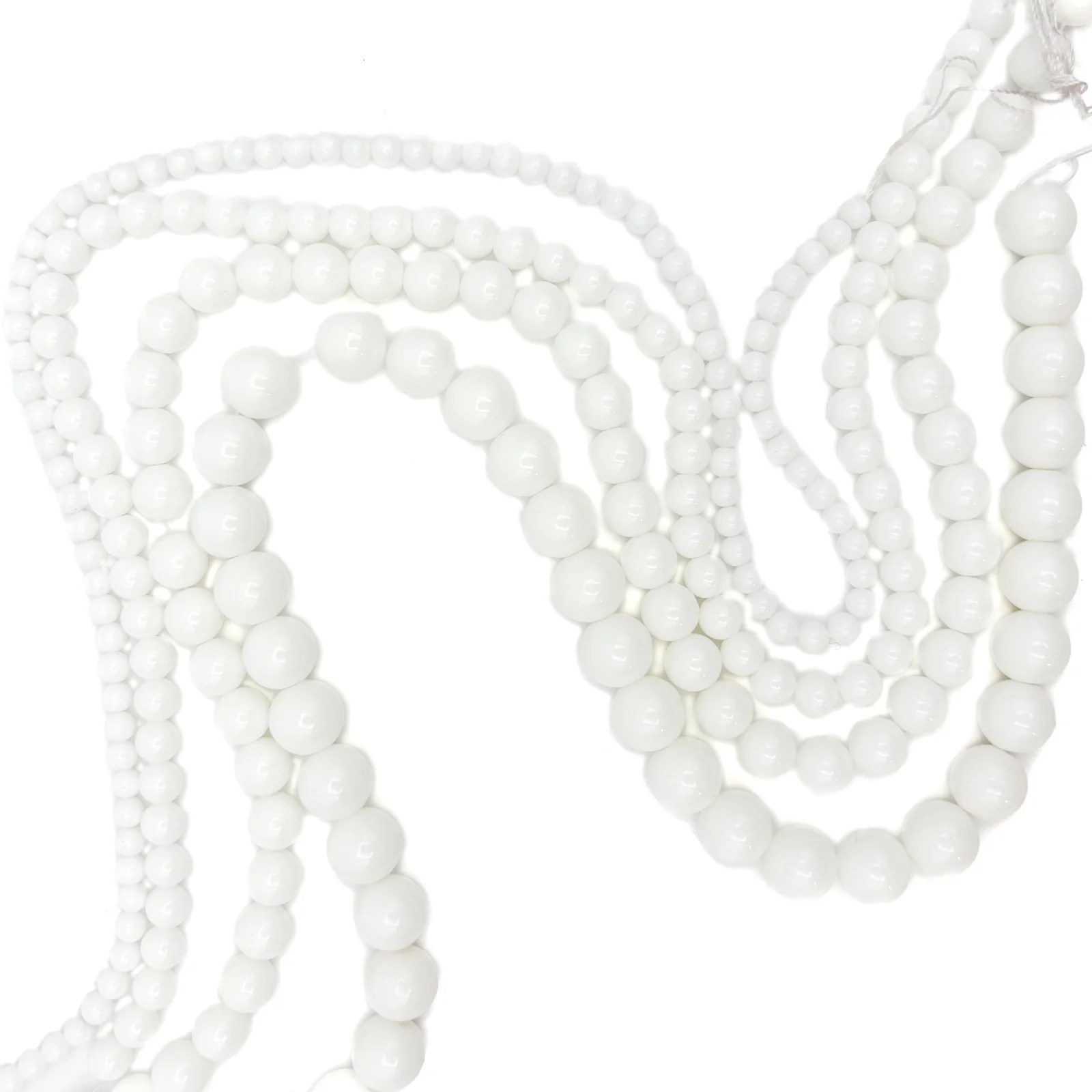 Snow White Agate 4mm, 6mm, 8mm, 10mm Smooth Rounds Bead Strand - Image 2
