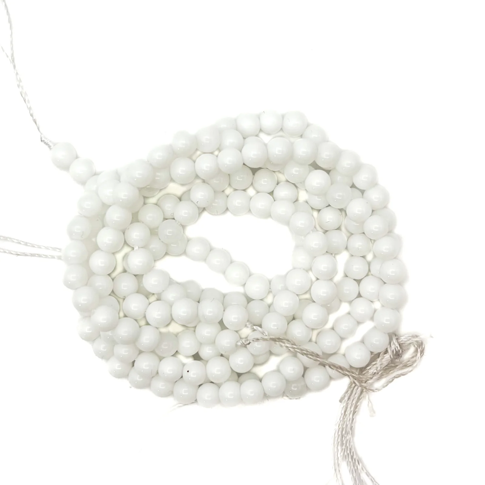 Snow White Agate 4mm, 6mm, 8mm, 10mm Smooth Rounds Bead Strand - Image 3
