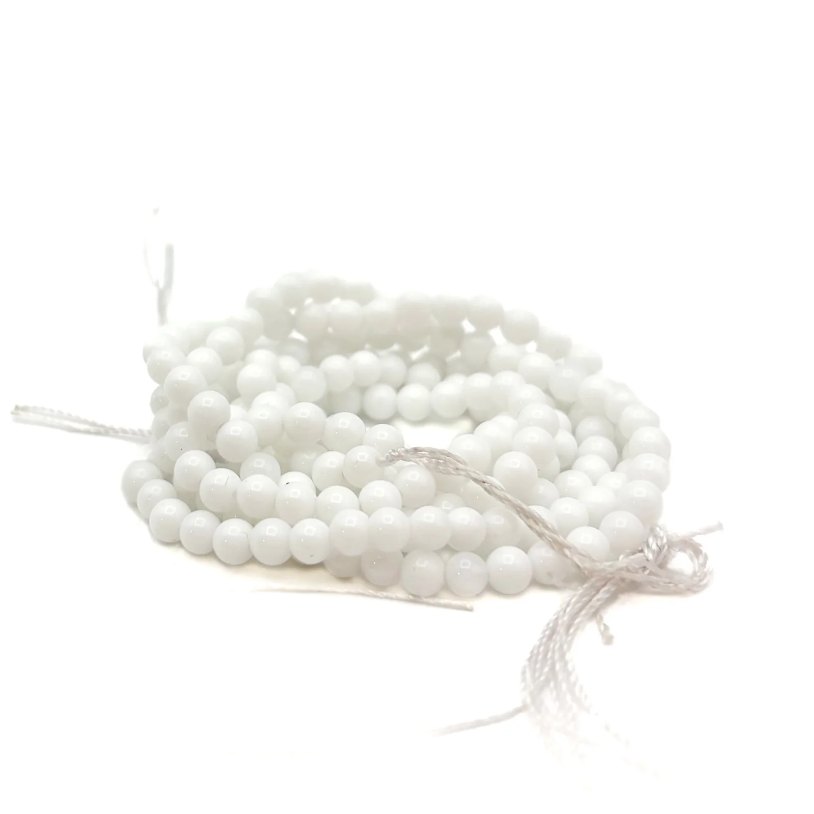 Snow White Agate 4mm, 6mm, 8mm, 10mm Smooth Rounds Bead Strand - Image 4