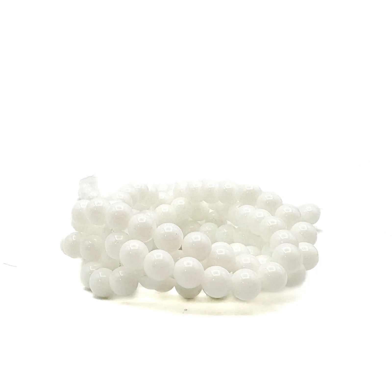 Snow White Agate 4mm, 6mm, 8mm, 10mm Smooth Rounds Bead Strand - Image 7