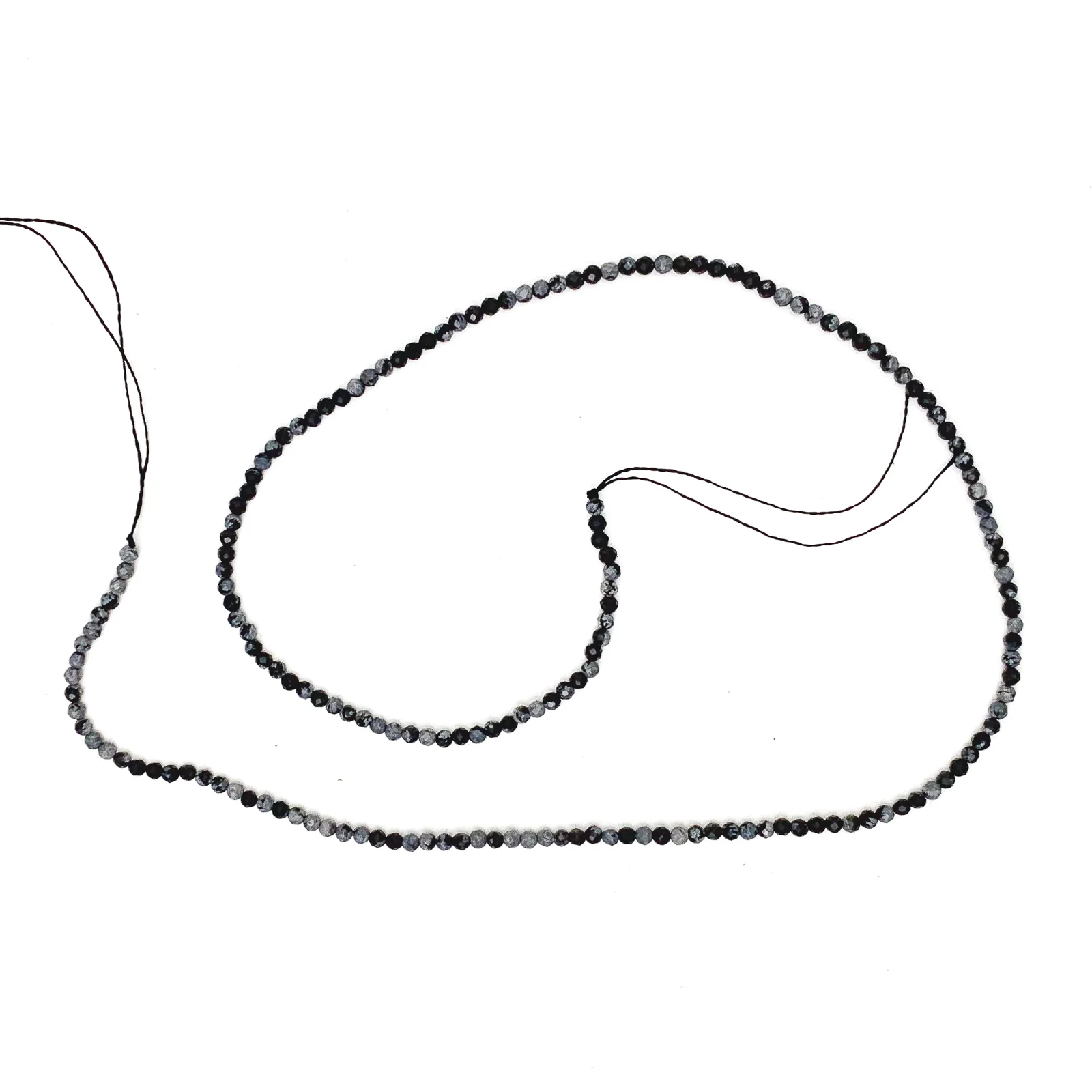 Snowflake Obsidian 2mm Faceted Rounds Bead Strand - Image 2