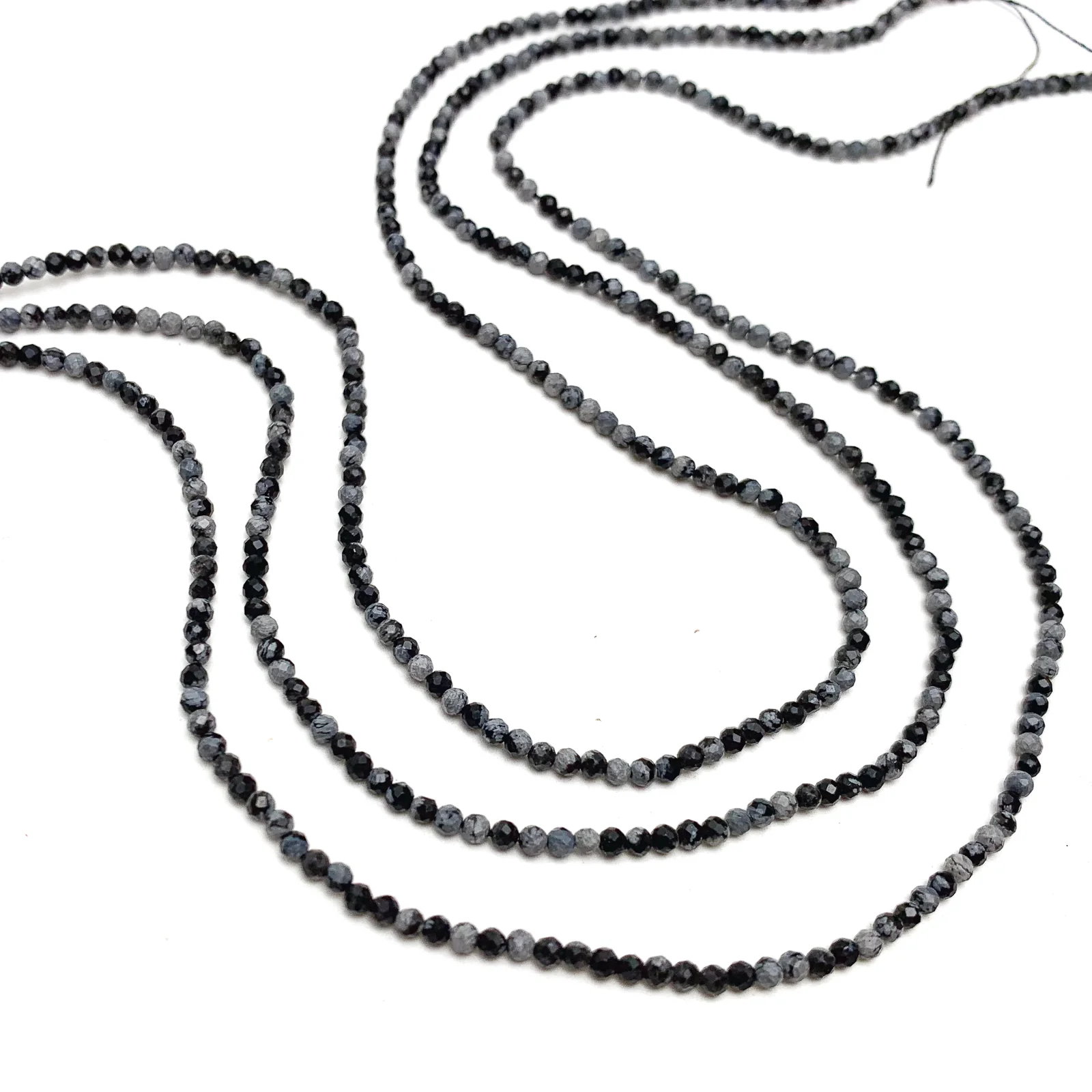 Snowflake Obsidian 2mm Faceted Rounds Bead Strand - Image 3