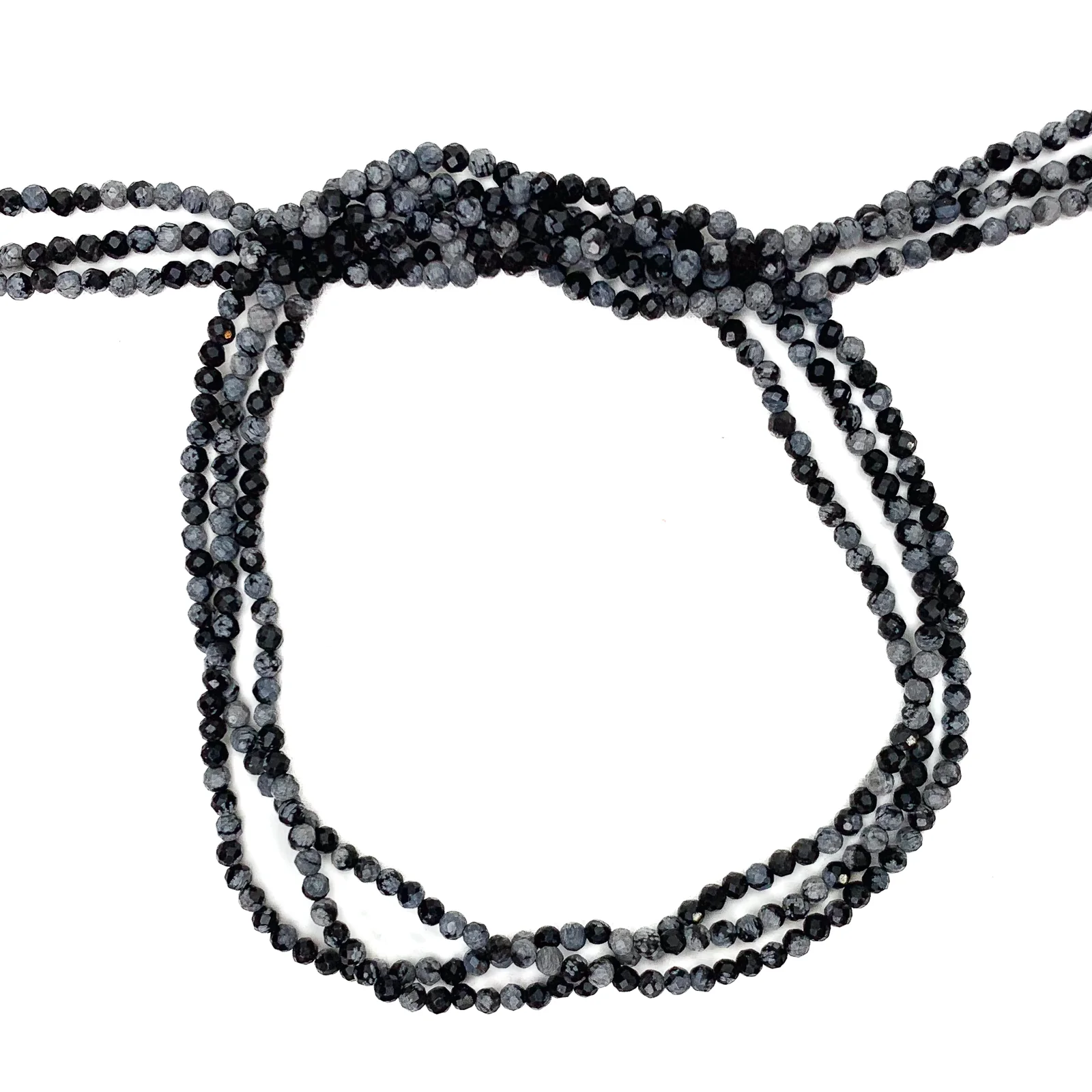 Snowflake Obsidian 2mm Faceted Rounds Bead Strand - Image 5