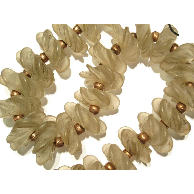 "Snowflake Starburst Crystals" Fluted Glass Rondelles Necklace / Strand or Loose Beads - Image 3