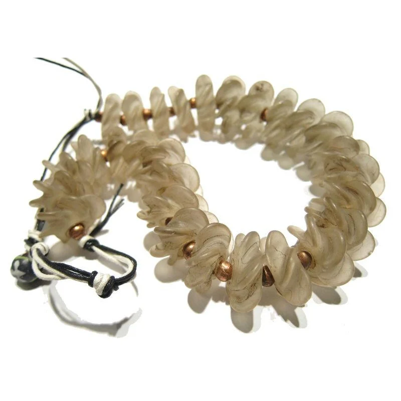 "Snowflake Starburst Crystals" Fluted Glass Rondelles Necklace / Strand or Loose Beads - Image 4