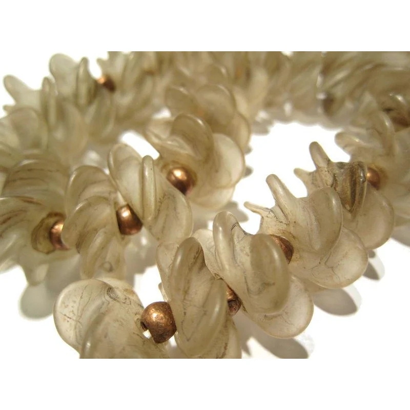"Snowflake Starburst Crystals" Fluted Glass Rondelles Necklace / Strand or Loose Beads - Image 5
