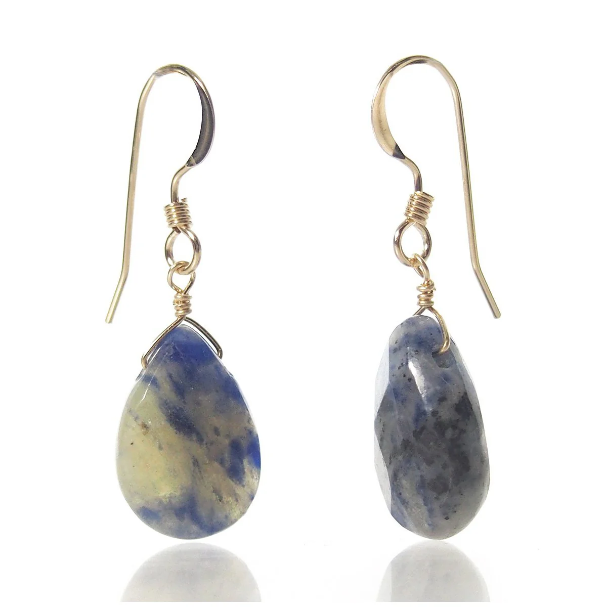 Sodalite Flat Drop Earrings with Gold Filled French Earwires - Image 2