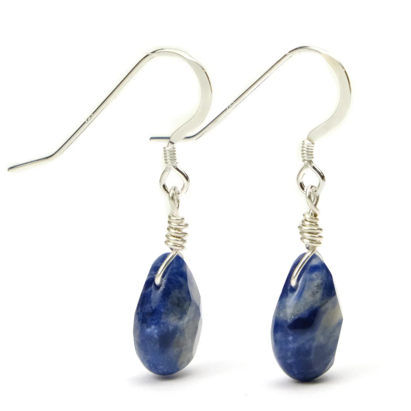 Sodalite Flat Drop Earrings with Sterling Silver French Earwires - Image 2