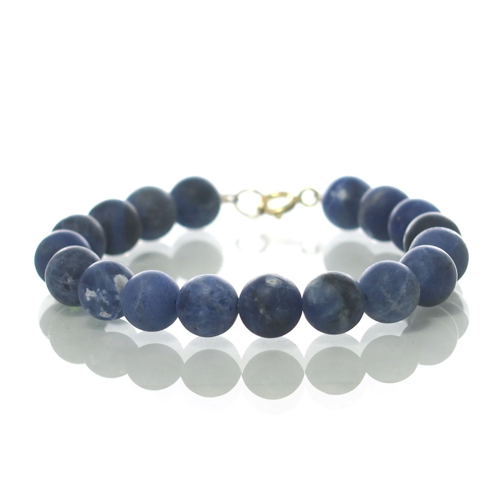Sodalite Matte 8mm Smooth Round Bracelet with Gold Filled Spring Ring Clasp - Image 2