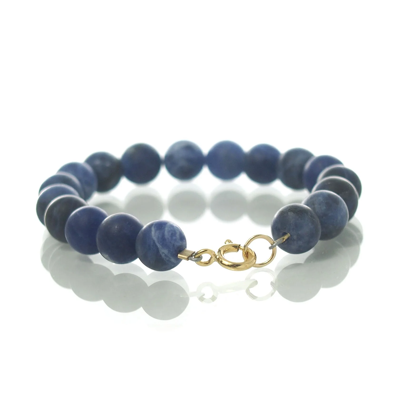 Sodalite Matte 8mm Smooth Round Bracelet with Gold Filled Spring Ring Clasp - Image 3