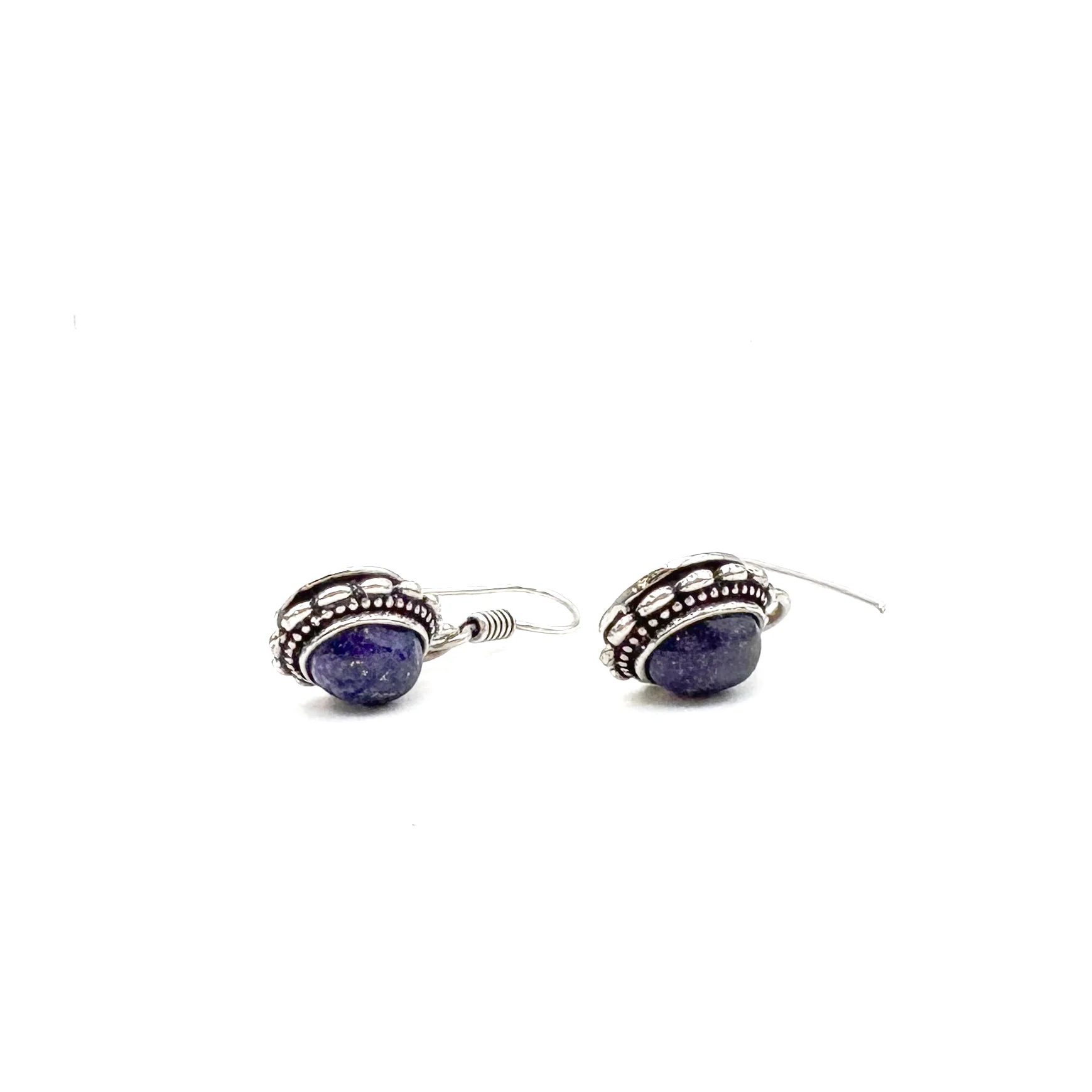 Sodalite Oval Dots White Brass Earrings - Image 10
