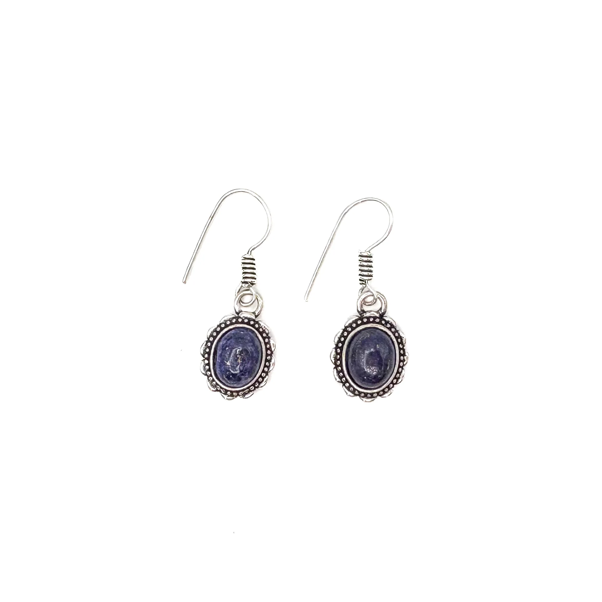 Sodalite Oval Dots White Brass Earrings - Image 2