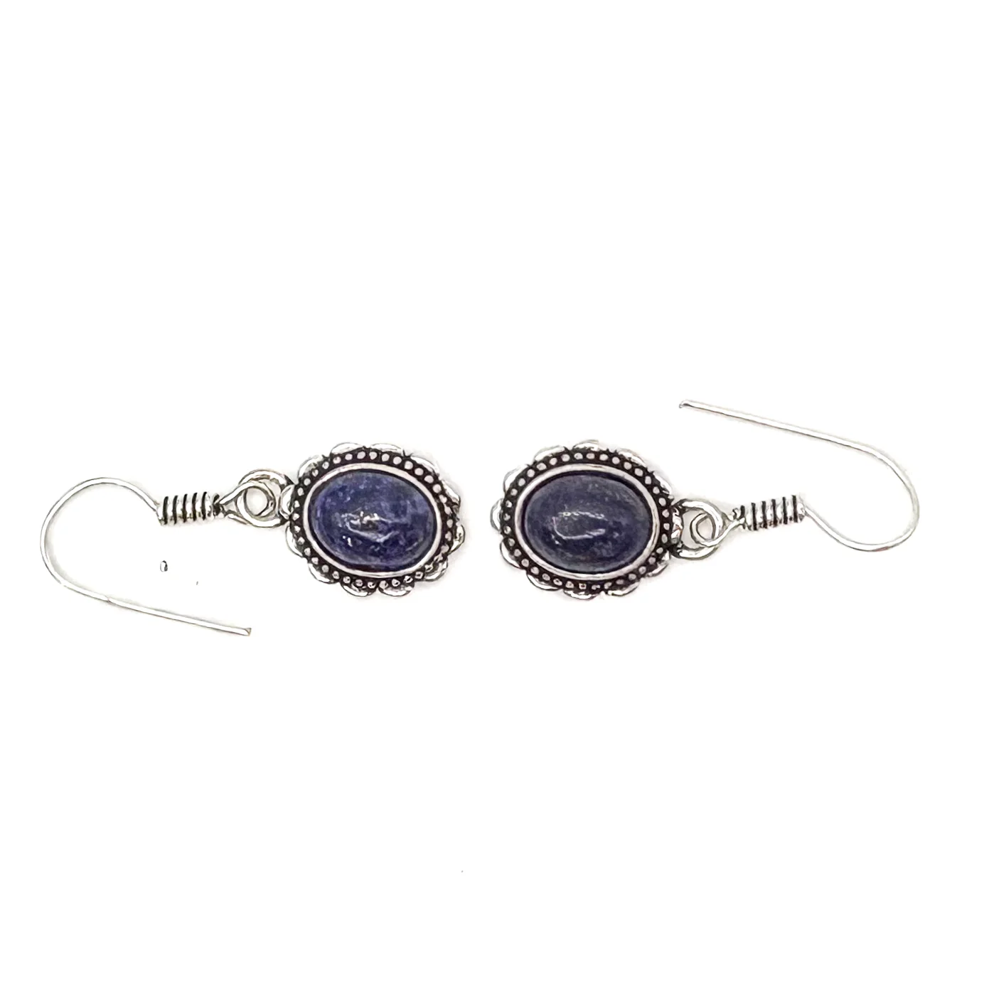 Sodalite Oval Dots White Brass Earrings - Image 4