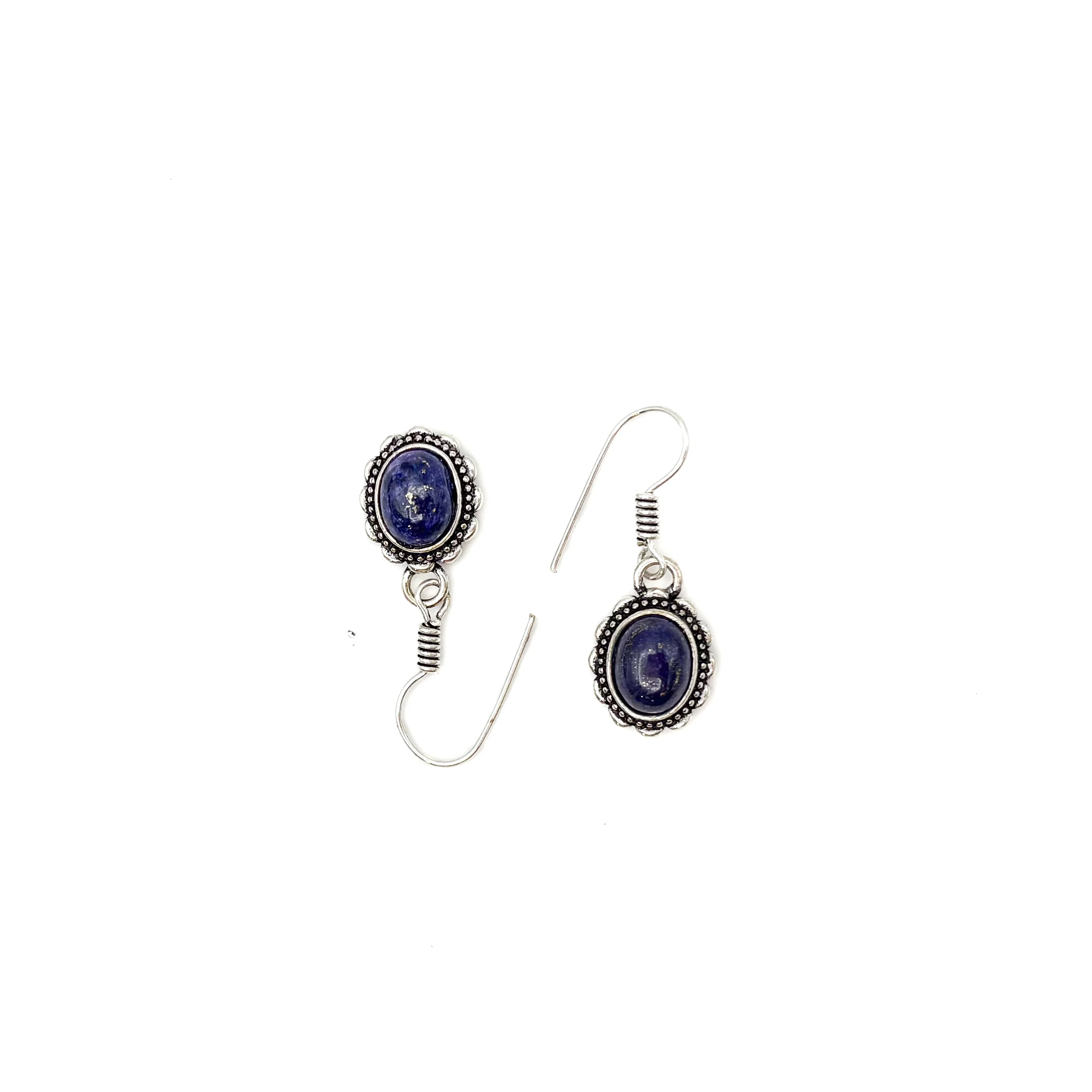 Sodalite Oval Dots White Brass Earrings - Image 5