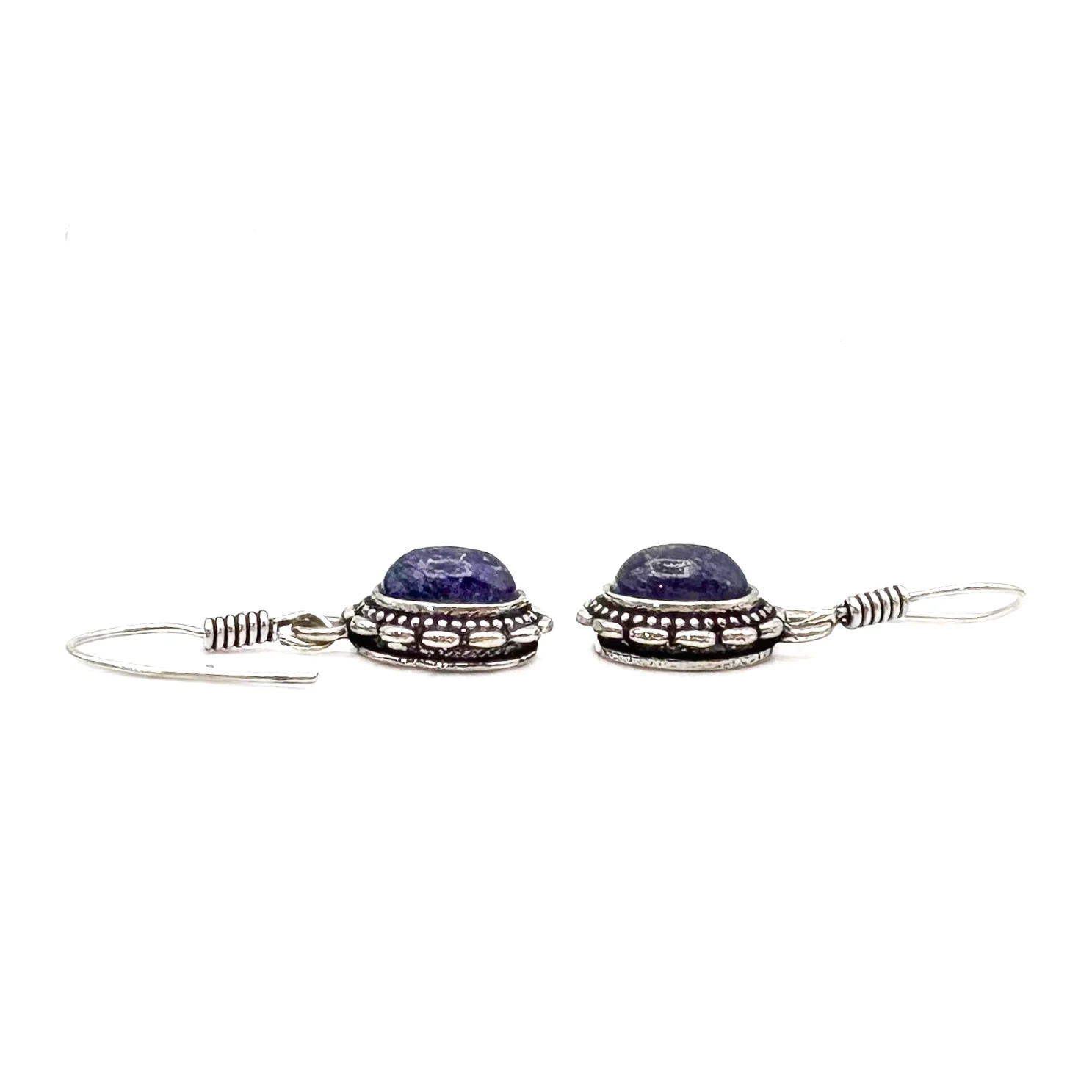 Sodalite Oval Dots White Brass Earrings - Image 6