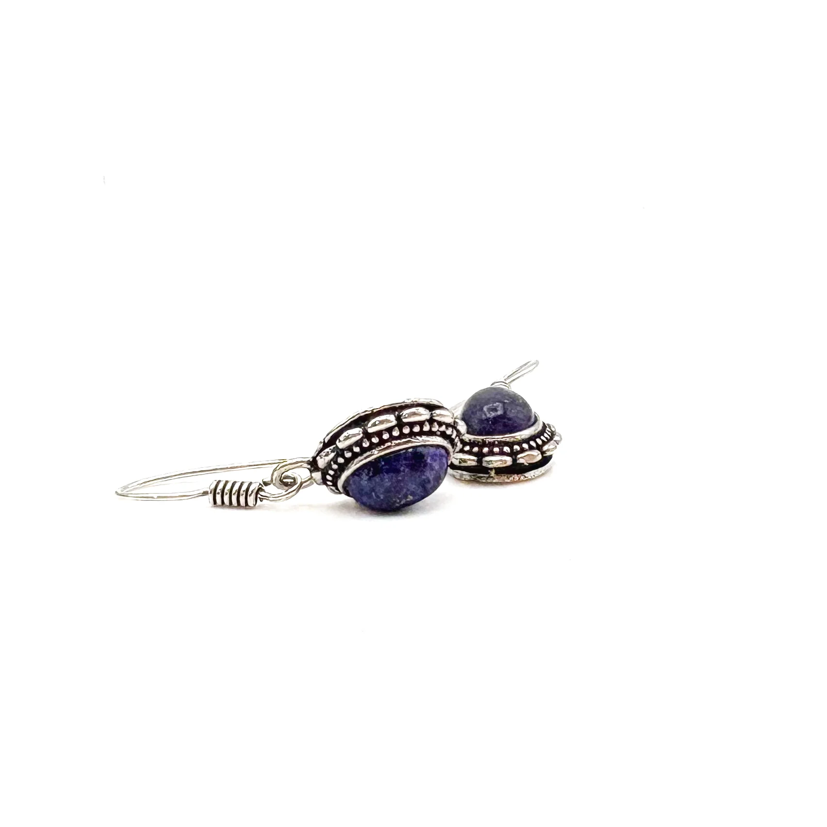 Sodalite Oval Dots White Brass Earrings - Image 9