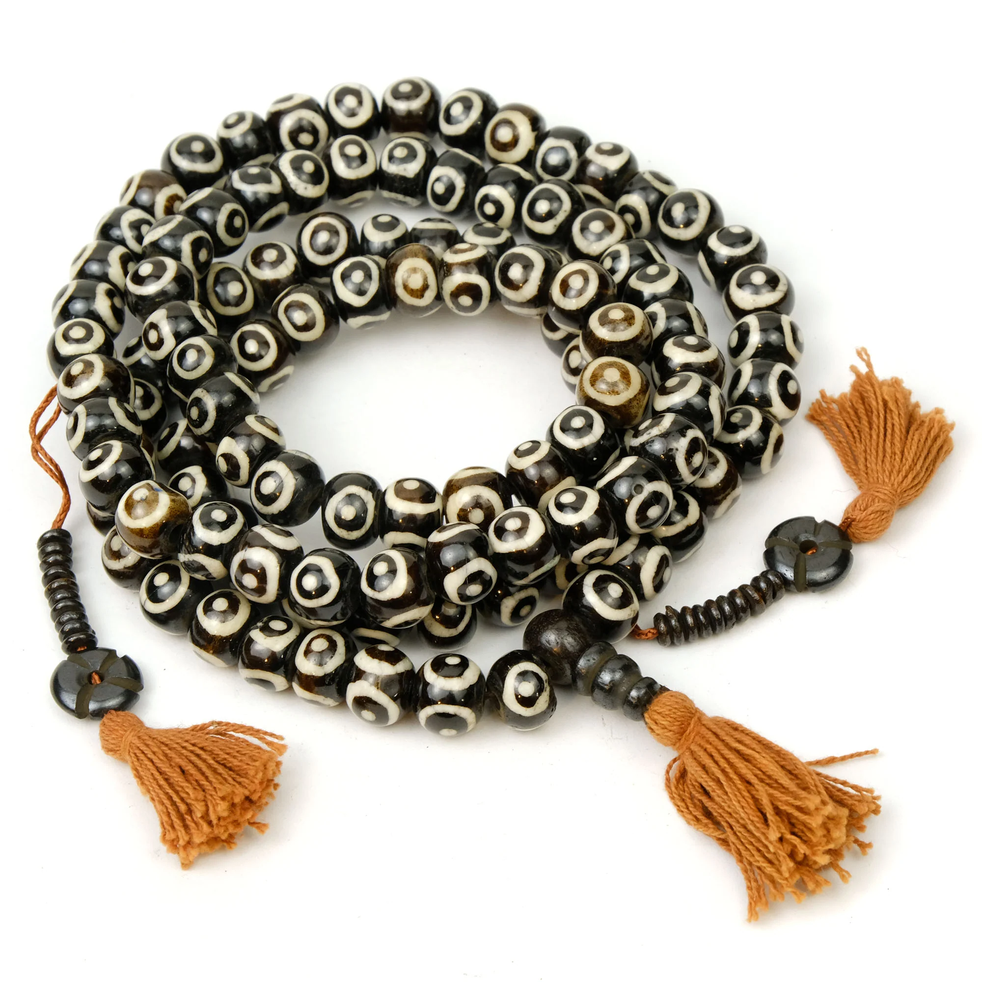 Batik Cow Bone Eye Mala with Counters 12mm - Image 2