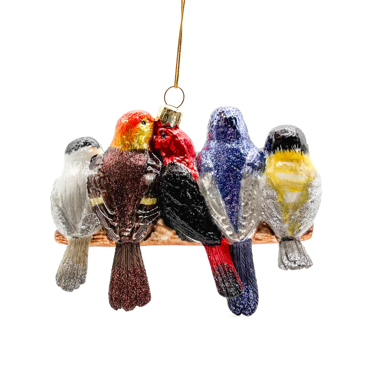Songbirds On Branch Glass Ornament - Image 2
