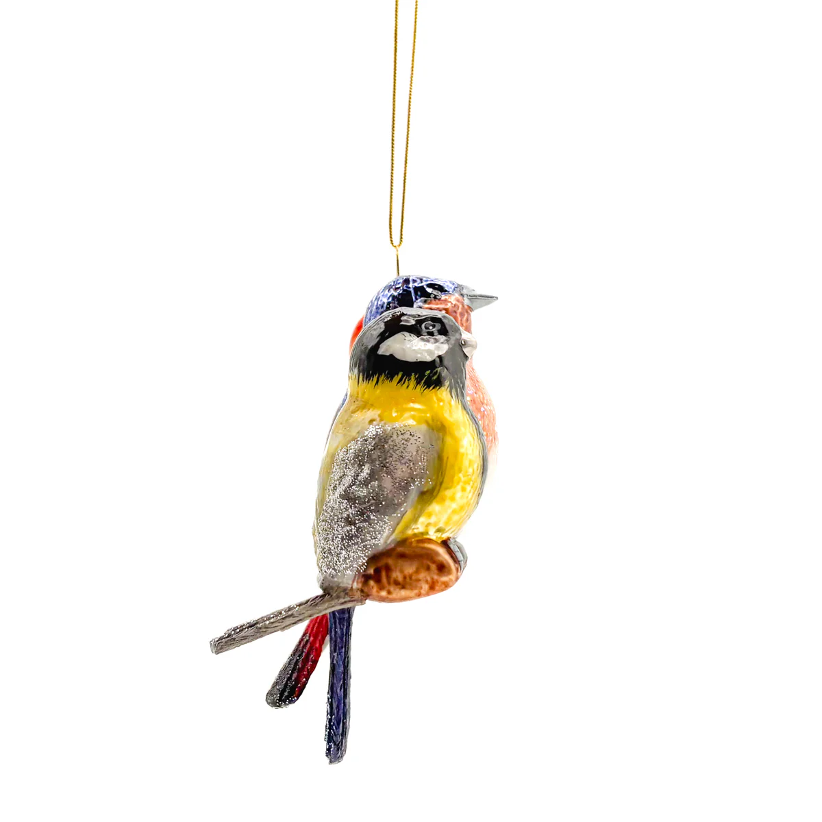 Songbirds On Branch Glass Ornament - Image 5