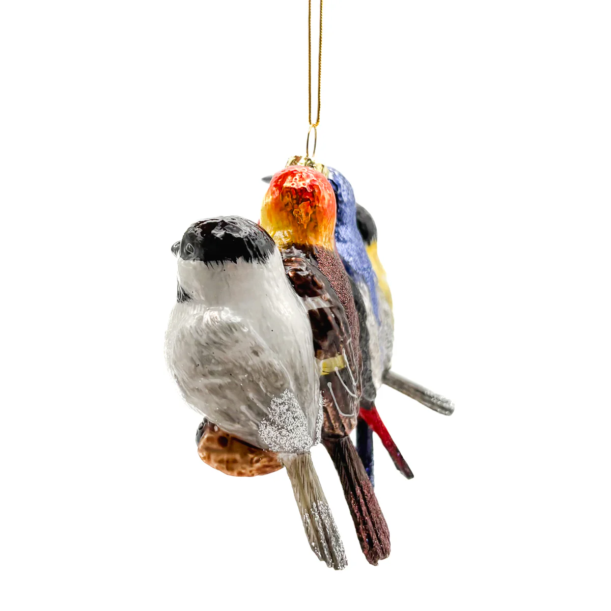 Songbirds On Branch Glass Ornament - Image 6