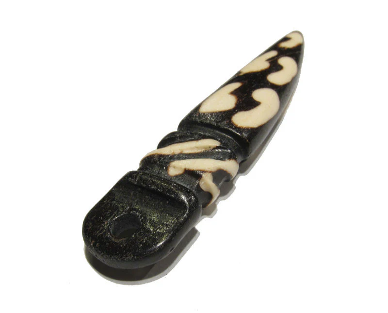 Spear/Quill Carved Cowbone Pendant - Image 3