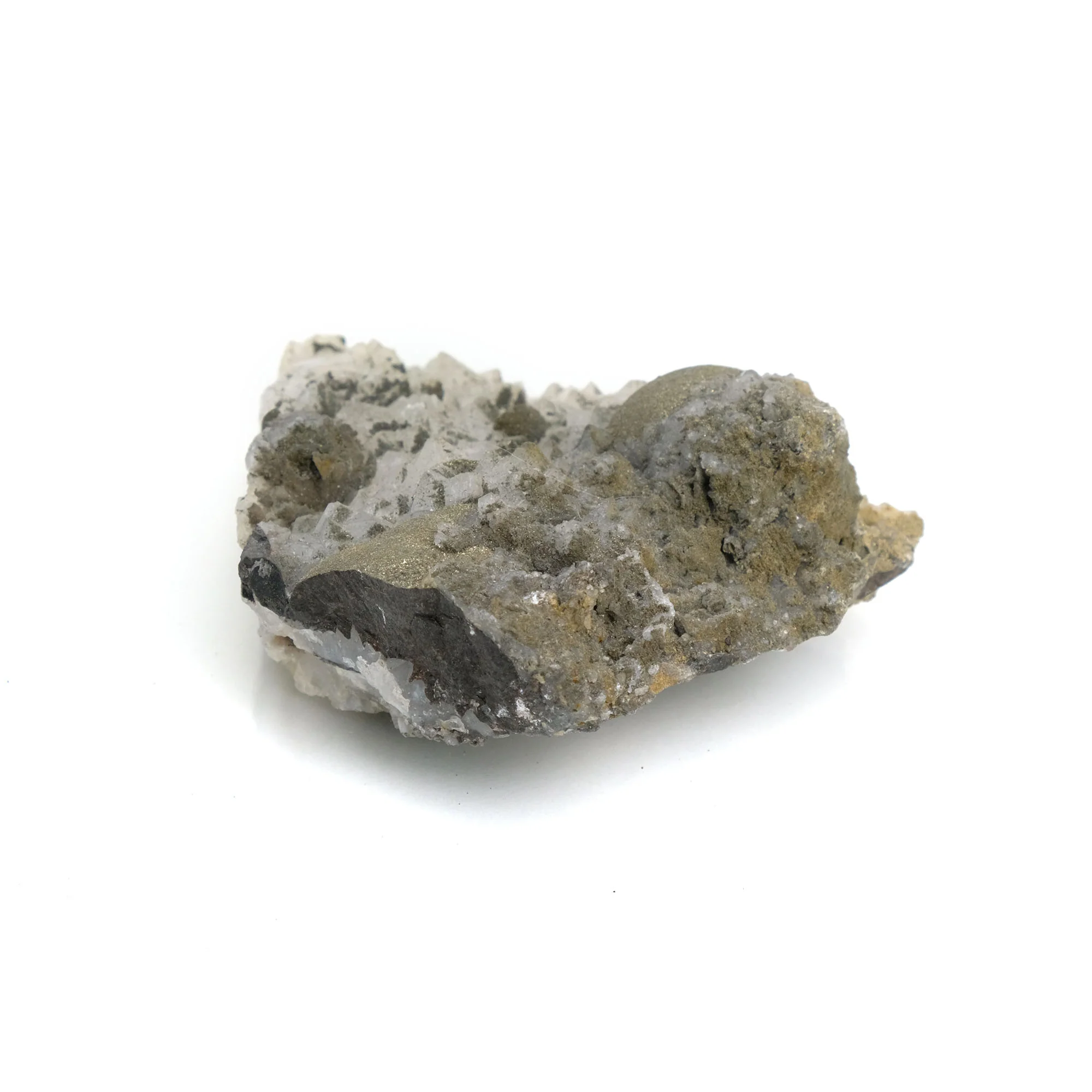 Pyrite and Quartz Cluster from El Hammam Mine, Morocco Specimen #32 - Image 4