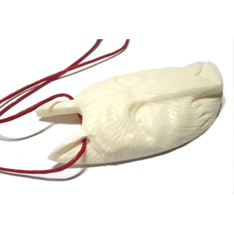 "Spirit Guiding" Wolf Hand Carved Cow Bone Pendant - Image 2