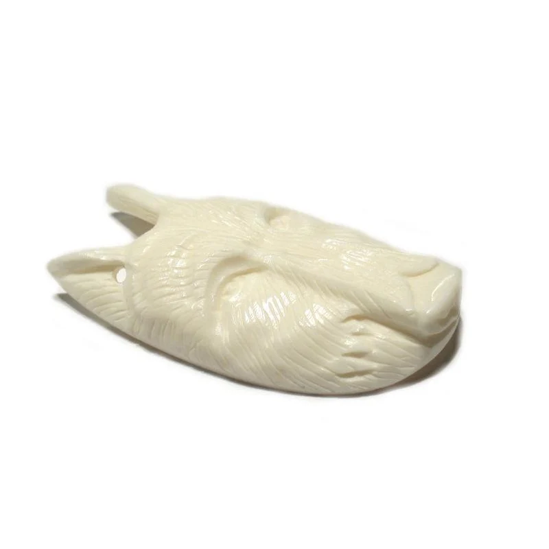"Spirit Guiding" Wolf Hand Carved Cow Bone Pendant - Image 3