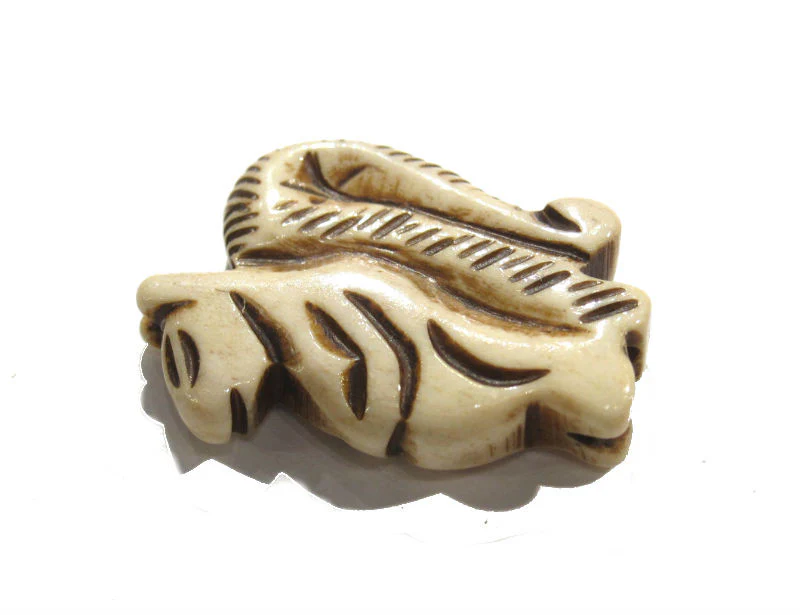 Squirrel Hand Carved Bone Bead Pendant - Image 2