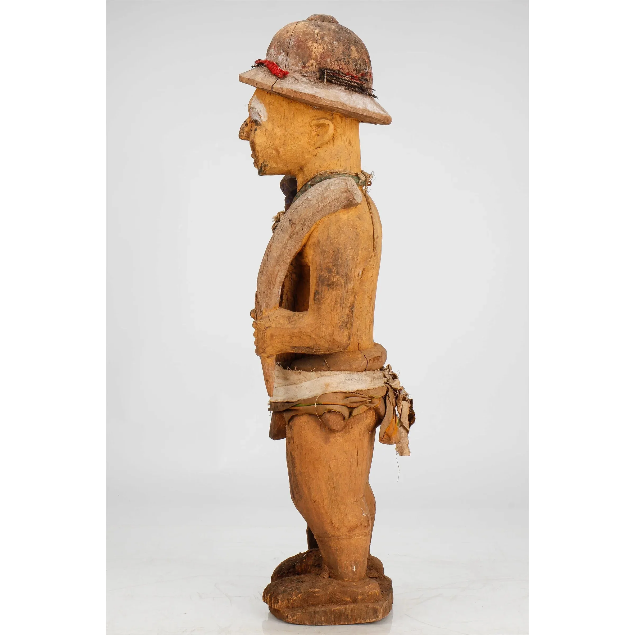 Igbo Ikenga Shrine Figure with Colonial Style Pith Helmet, Nigeria #225 PROVENANCE - Image 3