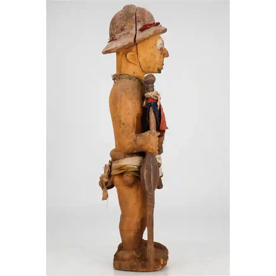 Igbo Ikenga Shrine Figure with Colonial Style Pith Helmet, Nigeria #225 PROVENANCE - Image 4