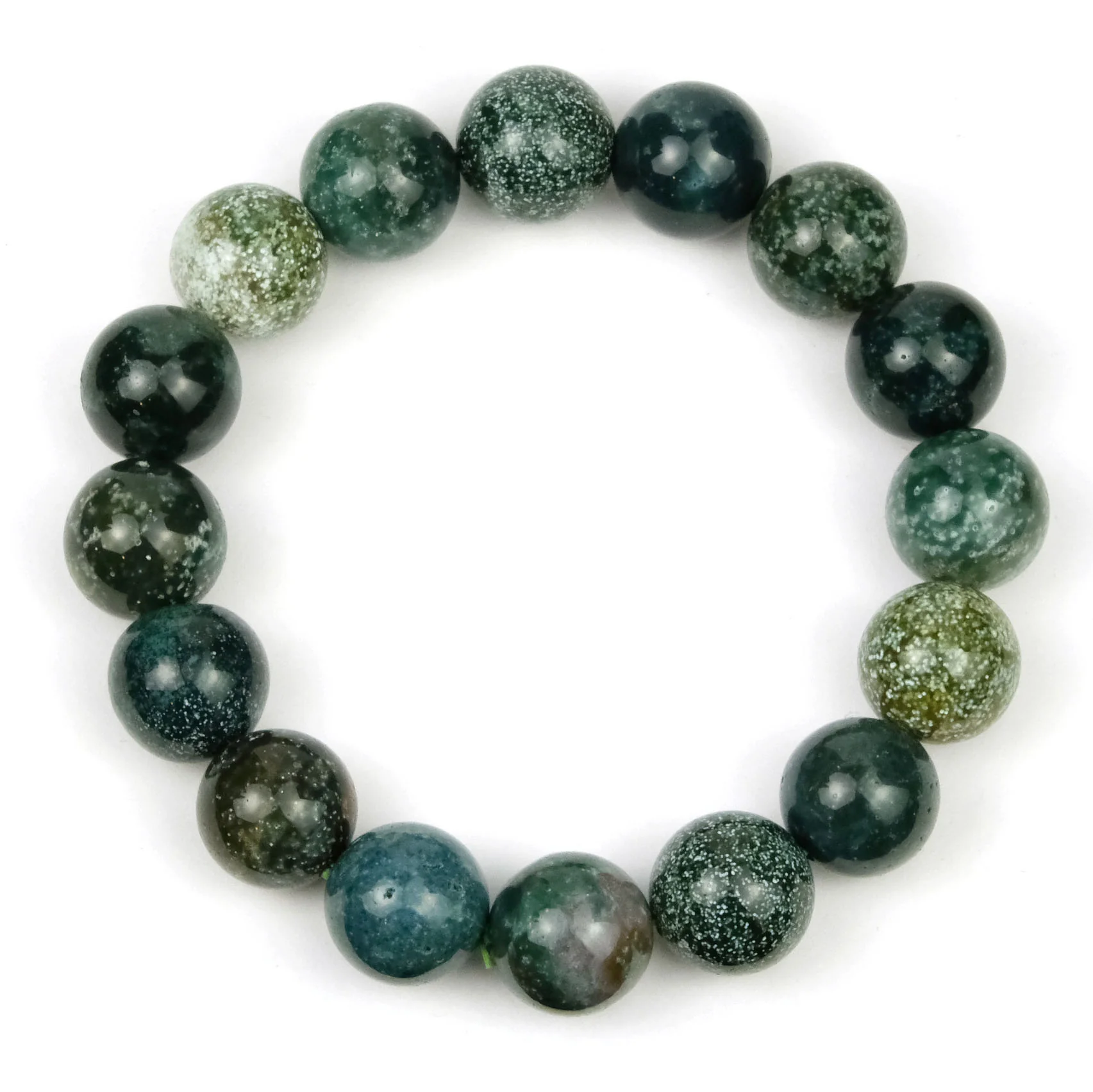 Starry Sky Madagascar Agate Stretch Bracelet 13-14mm - Image 3