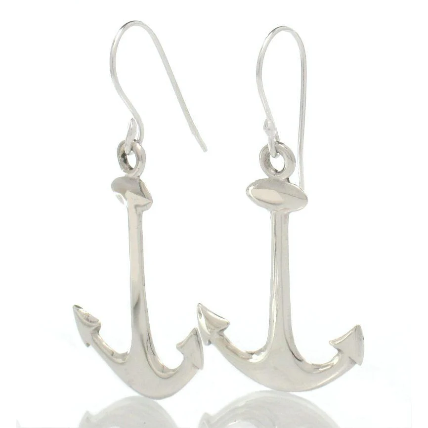 Sterling Silver Anchor Earrings - Image 2
