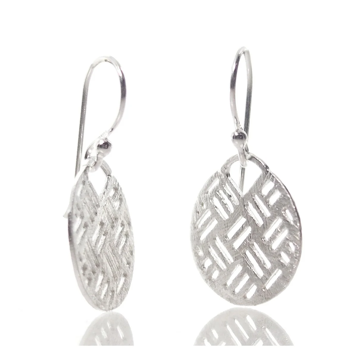 Sterling Silver Brushed Circle Cutout Earrings - Image 2