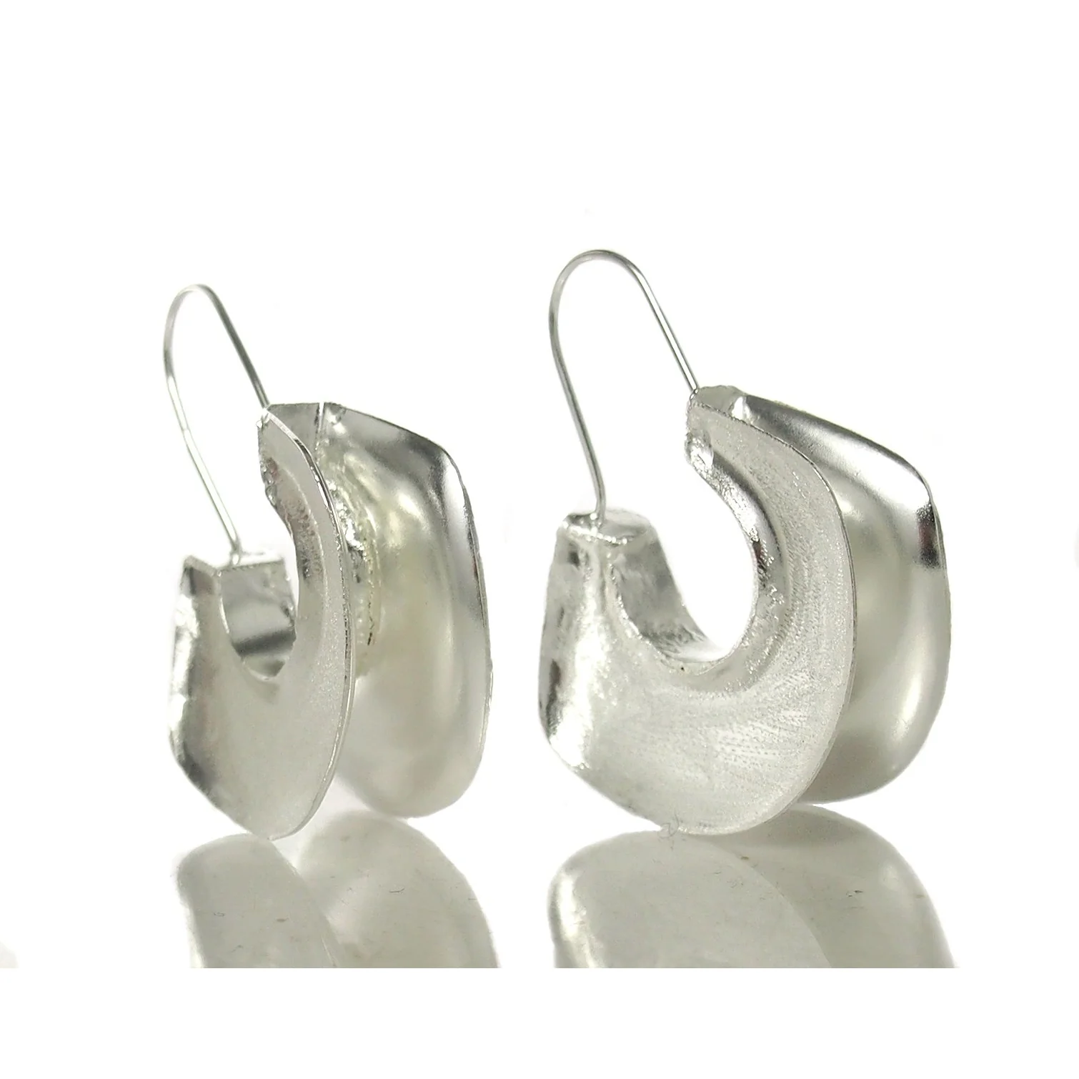 Sterling Silver Brushed Fulani Inspired Earrings - Image 2